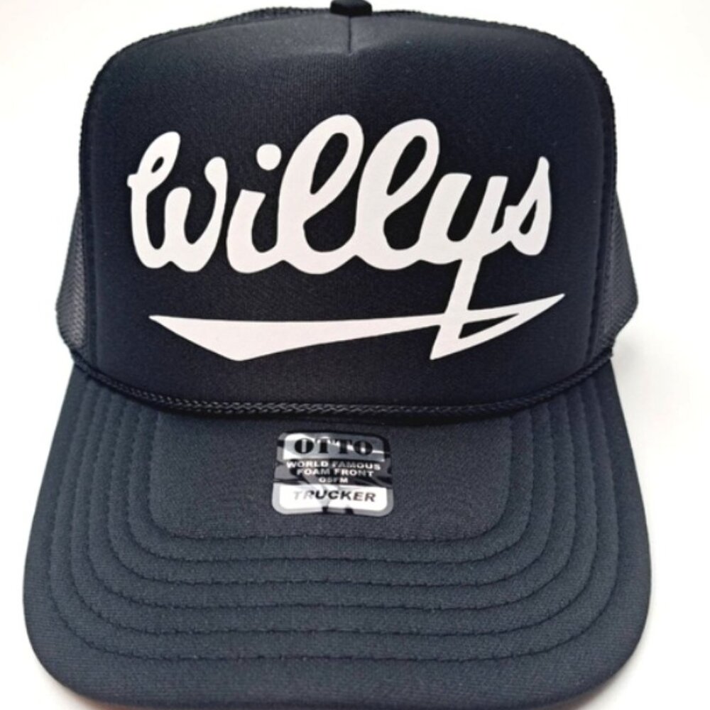 Willys Vintage Foam Trucker Mesh Snapback Hat Cap Black OTTO Cap